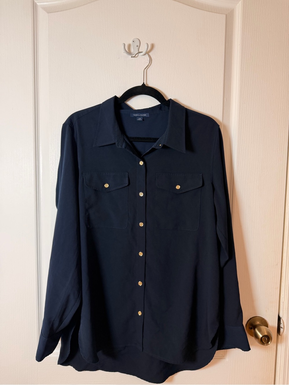 Tommy Hilfiger Navy Button Front Utility Shirt